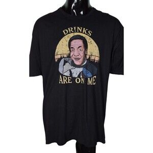 "Drinks Are On Me" Vintage Bill Cosby Novelty Funny Men's Black T-Shirts 4XL